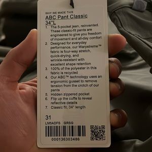Lululemon ABC Pants Classic Fit 31Wx34L